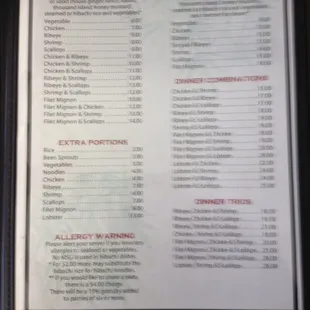the menu