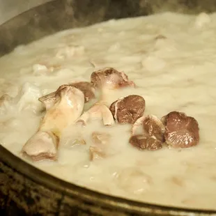a close up of a bowl of soup