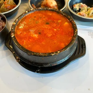 various dishes of food on a table