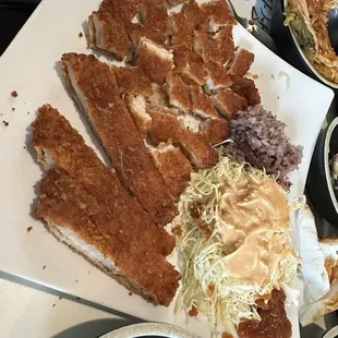Pork katsu for the kids. Their purple rice was delicious!