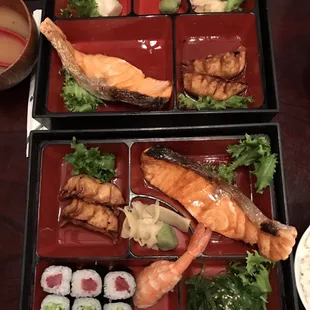Salmon teriyaki bento boxes