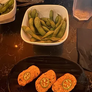 Edamame and spicy tuna crispy rice