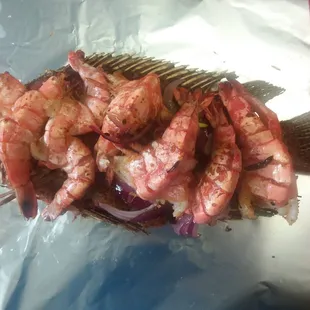 Mojarra frita con camarones a la plancha