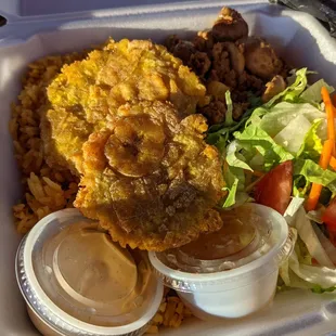 Vegan piccadillo plate. Tasty stuff, lots of food!