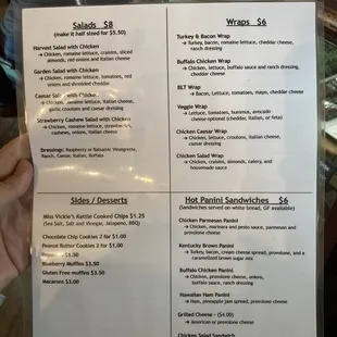Menu - lunch options