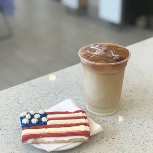 a dessert and a drink