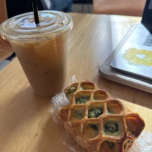 Iced latte &amp; pastry