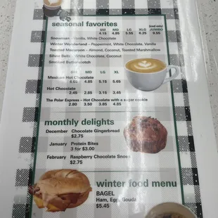 Winter menu