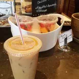 a drink and a dessert