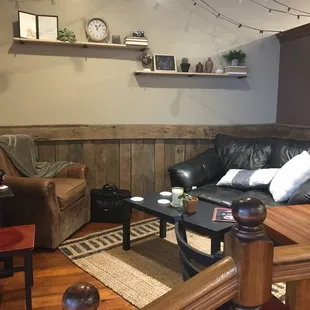 The inside feels like a comfortable living room.