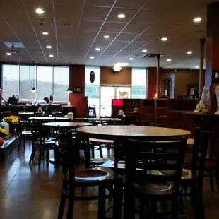 One of the best coffee shop interiors I've seen. Couches, guitars, space, tables, booths, anything you'd want.