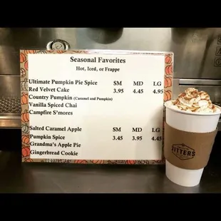 Seasonal menu!! The red velvet is fantastic and tastes just like the cake!