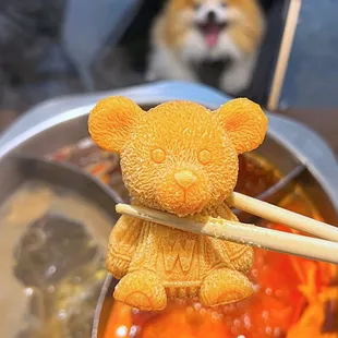 Beef Tallow Bear ($3.95)! Add it to the 牛油麻辣火锅 Spicy Beef Tallow Broth.