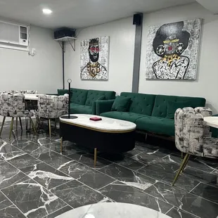 Sitting area next to the bar