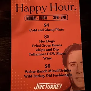 Happy hour menu