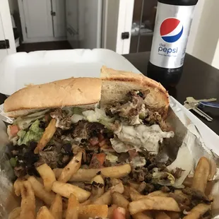 Steak &amp; Cheese sandwich with fries