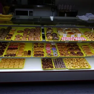 a variety of donuts on display