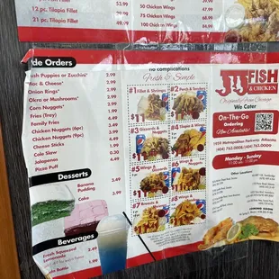 a menu for a restaurant