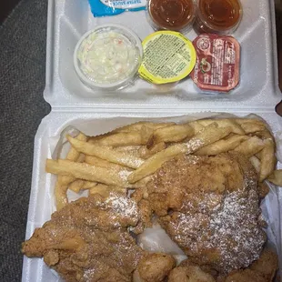 Chicken filet &amp; shrimp combo was delicious &amp; what is this sprinkled it&apos;s made my night!