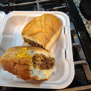 Dipped Extra wet Italian beef with cheese, the absolute driest sandwich I have ever had.