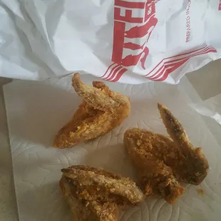 three pieces of fried chicken