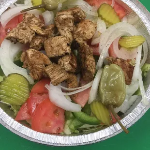 Freshly made grilled chicken salad