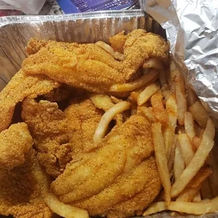 12 catfish fillet with fries.