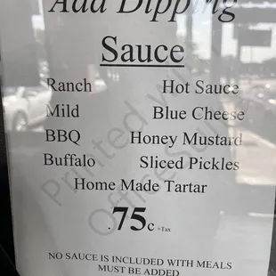 the menu for the restaurant