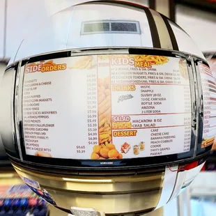 the menu for the restaurant