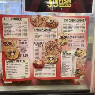 the menu for the restaurant