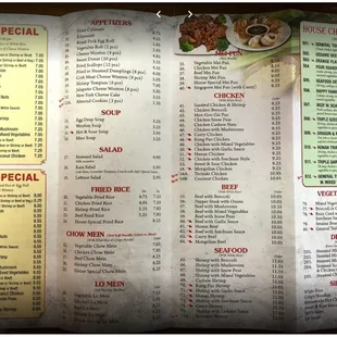 the menu for lunch special