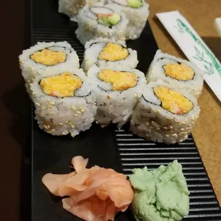 California and spicy crab rolls.
