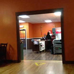 View of the order counter from the dining room.