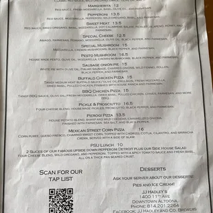 Lunchtime Pizza Menu
