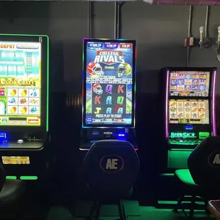 a row of slot machines