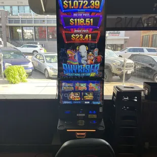 a slot machine in a restaurant