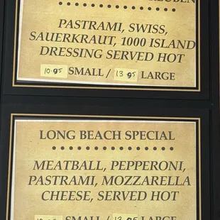 Long beach Special Menu's