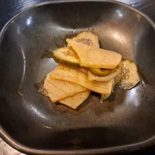 Pickled radish and cucumber banchan