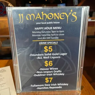 Happy Hour Menu