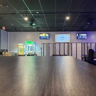 Odd layout. Bright but a black ceiling