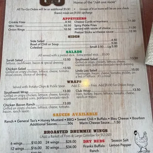 menu