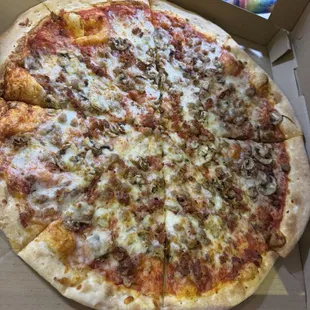 Beef, mushroom and bacon. Tasted like they forgot the bacon and mushrooms.