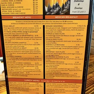 Impressive breakfast menu.