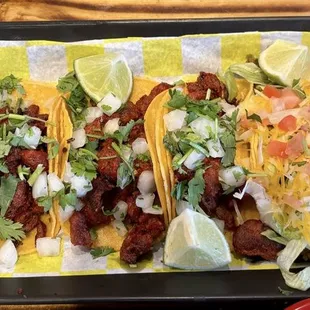 I had beef, pork and crispy tacos.