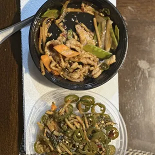 This dish goes wayyy beyond heavy on the jalapeños, considering I ordered Thai basil chicken