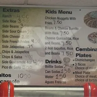 Menu and prices 7.23.2024