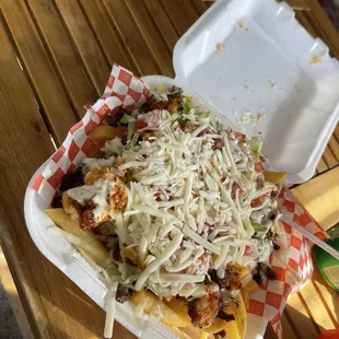 Papas asadas y Camarón / surf n turn fríes