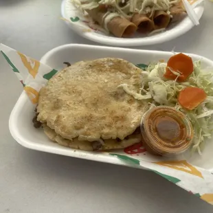 two plates of food on a table