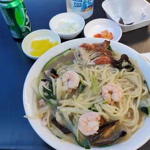 Korean White Seafood Soup Noodle