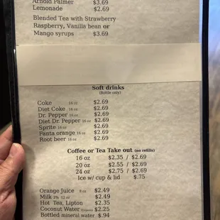 Drink menu